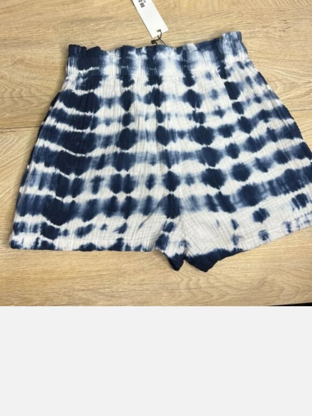 BB Dakota Blue White Tie Dye Shorts Small Elastic Waist Boho Summer NWT